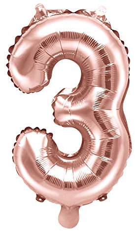 Folienballon Zahl 3 in Roségold 35cm Luftballons Party Deko