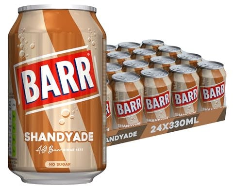 BARR since 1875, 24 Pack Shandyade 0% Alcohol, Non-Alcoholic Flavoured Fizzy Drink Cans Fizzingly Fun - 24 x 330ml Cans