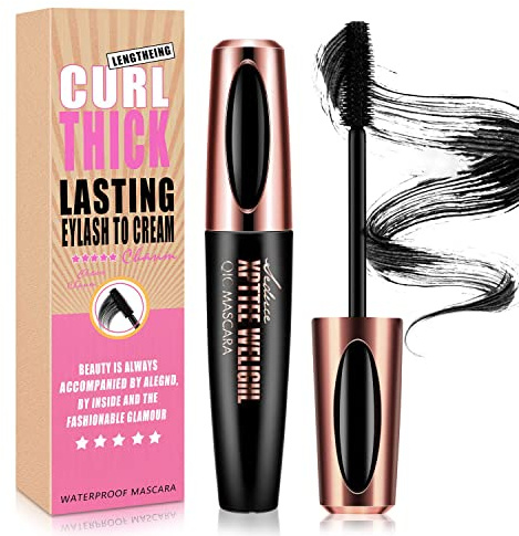 4D Silk Fiber Wimpern Wimperntusche, Wimperntusche Mascara Wasserfest Schwarz Natürliche Lange Wimpern Falsche Wimpern Tusche FüR langlebige Augen Make-up