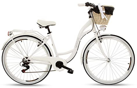 Goetze Mood Damenfahrrad Retro Vintage Holland Citybike, 28 Zoll Alu Räder, 7 Gang Schaltwerk, Tiefeinstieger, Korb mit Polsterung Gratis!