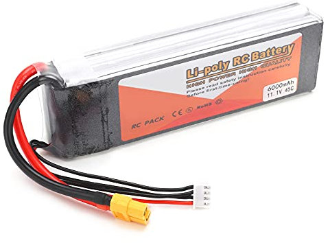 VGEBY Batterie Lipo, Batterie LiPo de Grande Capacité 6000mAh avec Prise XT60 Batterie au Lithium 11.1V 45C 3S Accessoires d'aéromodélisme