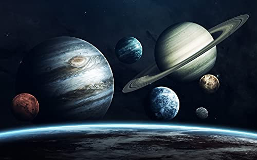 VLIES Fototapete-WELTALL-400x260 cm-(PF2559)-Space Weltraum Sci-Fi Galaxie Planeten Orbit Universum Aliens Raumschiff UFO Extraterrest Wandbild Wandtattoo Poster Dekoration
