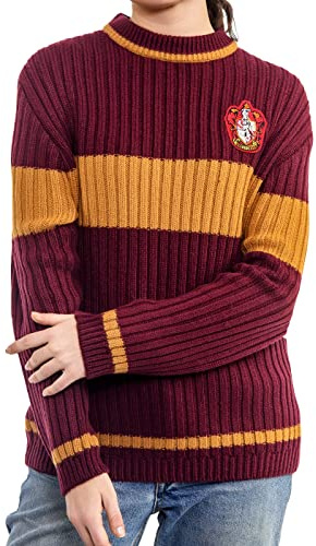 Harry Potter Gryffindor Quidditch Pullover: Hogwarts House Gryffindor Quidditch Uniform Replik Rippstich Strickpullover Rundhals Pullover für Damen und Herren