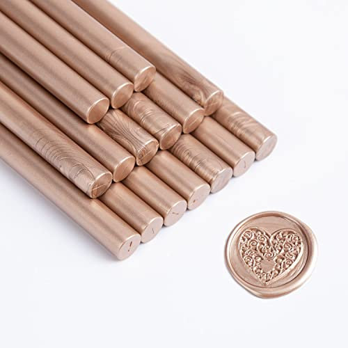 Wax Seal Stick, Vosypoky 16 Pieces Glue Gun Wax Seal Stick for Wax Seal Stamp, Sealing Wax Sticks for Wedding Invitations, Cards, Envelopes (Champagne Gold)