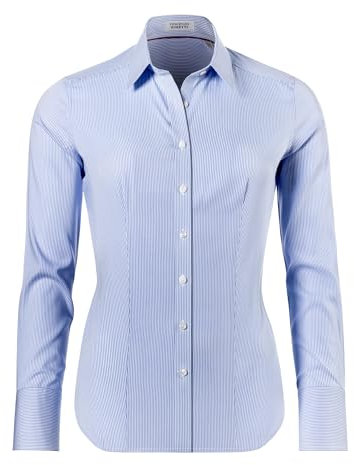 Vincenzo Boretti Bluse, modern-fit/leicht tailliert, Hemdkragen, gestreift - bügelleicht blau/weiß 36