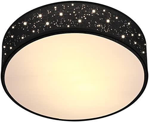MONZANA® Deckenlampe Sternenhimmel Wohnzimmer Schlafzimmer E27 Schwarz Rund 30cm Stoffschirm 1-Flammig 40W Küche Lampe Deckenleuchte Stoffdeckenlampe