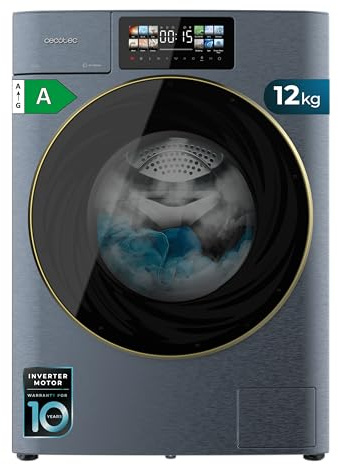 Cecotec Lavadora Carga Frontal 12Kg Bolero DressCode 12950 Autodose Direct Drive 3D Titanium. 1400RPM, 13 Programas, Motor Direct Drive, Diseño Core Matrix Screen 9,2 y Core Body, Func Inteligentes