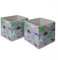 OHS 2 Pack of Dinosaur Print Kids Storage Toys Games Box Clothing Space Saving Foldable Organiser Cube, Charcoal Grey