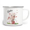 Mikalino Emaille Tasse Niedlicher Hase mit Geschenk und mit Wunschname personalisierte Kindertasse mit Namen bedruckt Emaille Becher Emailletasse Geschenk, Farbe:weisssilber, Grösse:300ml
