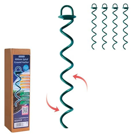 Bishop Security Ground Anchors Universal Screw For Trampolines, Tarpaulins & Swings (480mm, Pack Of 4)