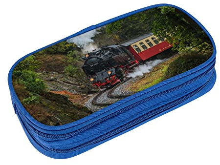 LOUJIN Retro Zug Muster Federmäppchen für Teenager, Marker Stifteetui, Schreibwaren Box, 5.0cm*10.5cm*20.5cm