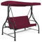 RELAX4LIFE 3 Seater Swing Chair, Garden Swing Seat Chair with Adjustable Canopy and Cushions, Outdoor Patio Hammock Convertible Bench for Balcony Backyard Poolside (Wine Red)