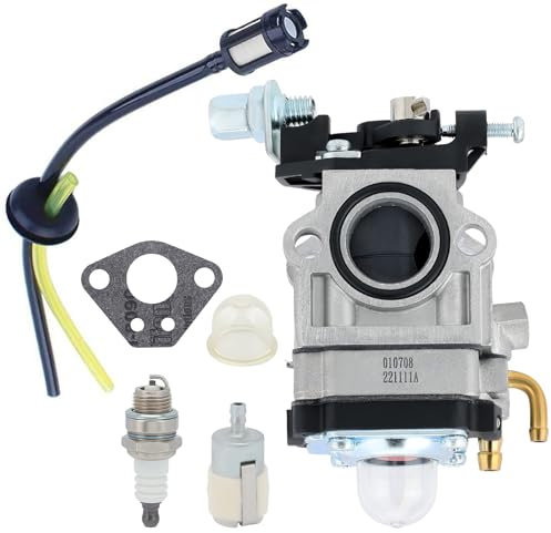 KOSIN Vergaser für Motorsense 52 cc 49 cc 43 cc für Eine Vielzahl von Rasenmähern Freischneidern, Set mit Kraftstoffleitungen, Kraftstofffilter, Zündkerzen, Kraftstoffbecher, Vergaserdichtungen