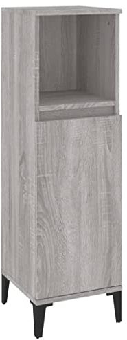vidaXL Badschrank, Schrank für Badezimmer, Badezimmerschrank mit viel Stauraum, Hochschrank Badezimmer Schrank Metallfüße, Grau Sonoma Holzwerkstoff