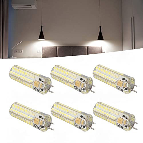 Fafeicy LED Mais Glühbirne, 6 Stück 7W AC DC12V Birne GY6.35 Lampenfassung 700lm 72 LEDs 360 Grad Mais Glühbirne für Pendelleuchten Decke (Weiß 6000K)