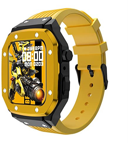 BUDAY Correa de silicona con marco de metal para Apple Watch Band Case 45 mm, 44 mm, 42 mm, kit de modificación, 42MM, Agate