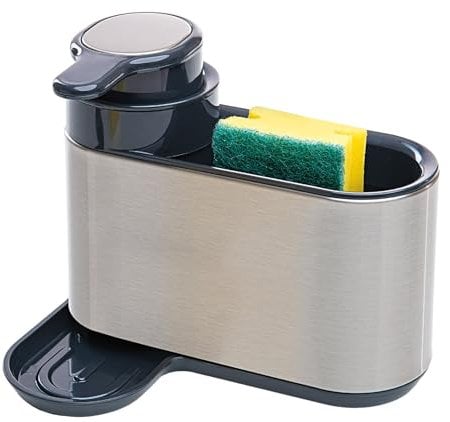 Erreke Dispensador Jabon Cocina, Dosificador Jabón Cocina, Acero Inoxidable SS410 Antihuellas Larga Duración, para Líquido Lavavajillas, Dosificador Resistente, Color Plateado