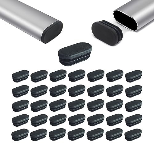 Zaky Tisch Stuhlbein Füße Kunststoff Oval Rohr Rohr Einsatz Schwarz Oval Abdeckkappe für Metallrohre, Zäune, Gleitschutz von Stuhlbeinen, Möbel und Böden(20 x 10 mm - 30 pcs)