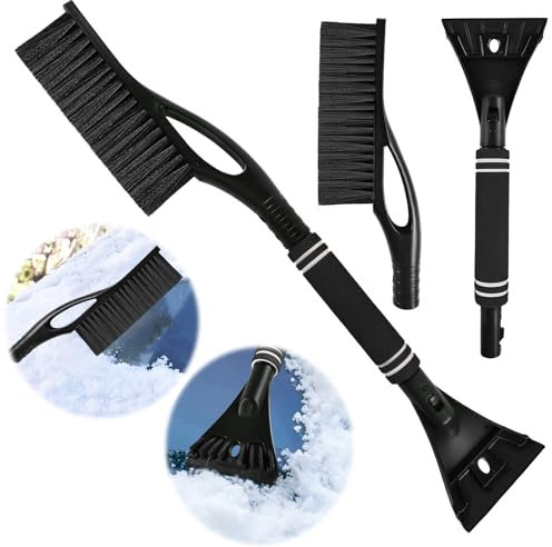 KATELUO Eiskratzer Auto mit Besen, 2 in 1 Auto Eiskratzer, Abnehmbarer Eiskratzer, Eiskratzer Schneebesen, Geschenk für Autobesitzer (Schwarz)