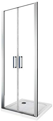 Glastür für Dusche mit 6 mm Dicke und Schwenköffnung im Saloon-Stil, die sowohl nach innen als auch nach außen geöffnet werden kann. Höhe 190 CM verstellbar (64-67 CM)