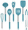 Homikit Lot de 7 ustensiles de cuisine en silicone avec poignée en acier inoxydable, antiadhésifs, résistants à la chaleur, non toxiques, passent au lave-vaisselle, bleu