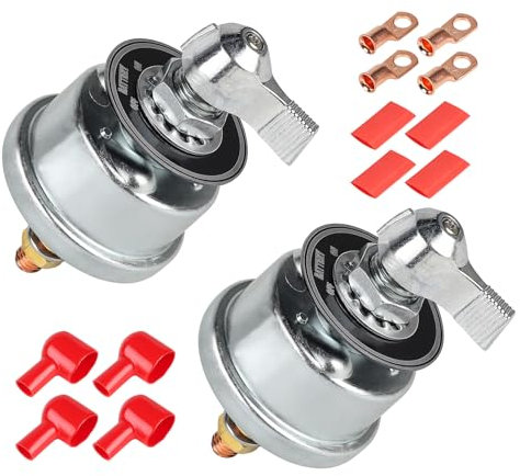 SWAWIS 2x Coupe Batterie 12V-48V, 200A Interrupteur Isolateur de Batterie avec Bornes en Cuivre, Commutateur de Batterie pour Voitures Camions Camping-Cars Bateaux