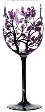 Lnhgh Four Season Painted Wine Glasses | Artisan Tree Pattern Glasses, Art Drinkware, Lolita Large Glass for Wine Lovers