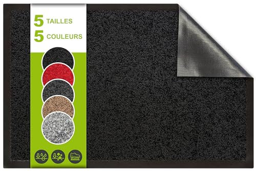 SQUATCH® | Tappeto d'ingresso interno | Zerbino resistente e antiscivolo | assorbe l'acqua e raccoglie lo sporco | facile da pulire | Collezione FUTURE (Nero, 40x60cm)