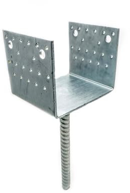 BK SHOP Pfostenträger U-Form zum Einbetonieren | Stützenfuß 161 x 125 x 120 mm | Pfostenanker Verzinkter Stahl 4 mm | Bodenanker für Holzpfosten | Pfostenschuh für Terrassen und Zäune