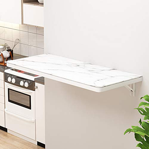 Wandklapptisch aus gehärtetem Glas, Drop-Leaf-Wandklapptisch, Wandmontagetisch, Computertisch, schwimmender Schreibtisch (Marmor 120 x 40 cm)