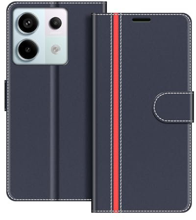 COODIO Custodia in Pelle per Xiaomi Redmi Note 13 PRO 5G(Non per 4G), Cover a Libro Magnetica Portafoglio per Xiaomi Redmi Note 13 PRO 5G, Blu Scuro/Rosso
