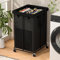 YKDIRECT 150L Große Wäschekörbe, Oxford Stoff Wäschekörbe Kleiderkörbe, Metallrahmen und Abnehmbare Tasche Design mit Rollen, Geeignet für Schlafzimmer, Waschküche (Schwarz mit Tasche)