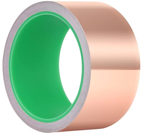 TACHIO Kupferband 50mm*20m Kupferband Gegen Schnecken Selbstklebend Kupferfolie Klebeband Beidseitig Leitende Kupferfolienband Schneckenband Schneckenabwehr Kupfer
