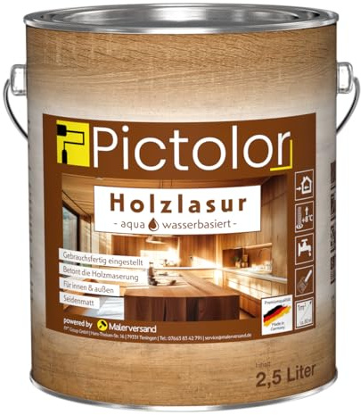Pictolor® Holzlasur Aqua Wasserbasiert (Nussbaum, 2,5 Liter)