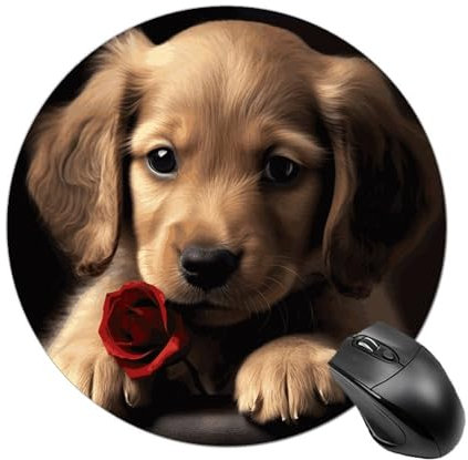 Round Mousepad with Non-Slip Rubber Base Cute Pet Dog Mousepad Gaming Mousemat Waterproof Funny Mousepad Large Desk Mat Washable Computer Mousepads for Laptop Office Home Working 7.8x7.8in