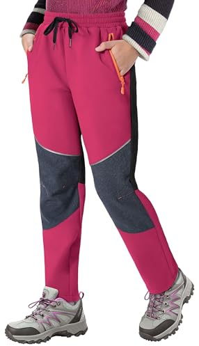 ANGEL CITIZ Pantalon Ski Enfant Softshell Doublé Thermique Imperméable Coupe Pantalon de Montagne Outdoor Randonnée Neige pour Garçons Filles
