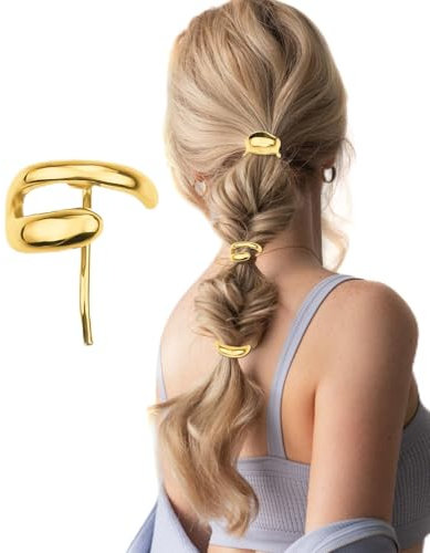 LunarCharm 3 piezas pinzas de pelo francés de oro, pinzas de pelo de metal de alta para la cola de caballo, pinzas de pelo decorativos, pinzas para el cabello, accesorios para las mujeres