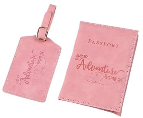 Greyoe Cover Passaporto, Portapassassaporto, Portapassaporto, Custodia per Passaporto in pelle PU + Etichetta per Bagagli o, Portapassaporto da Viaggio Uomo e Donna Essenziali (rosa)