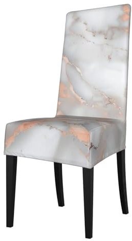BEIVGOXL White Marble Rose Gold Printed Dining Chair Cover -Removable Washable Chair Covers for Most Dining Chairs, Including Those in Hotels, Kitchen Wedding Party Banquet