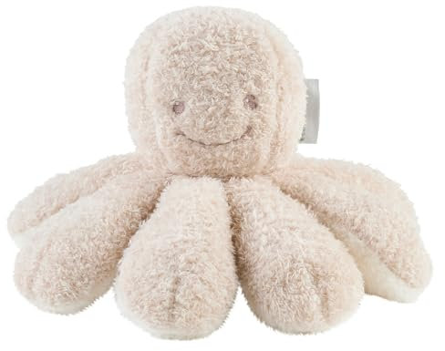 Nattou Kuscheltier-Rassel aus Polyester, Oktopus, Ca. 20 cm, Teddy, Beige