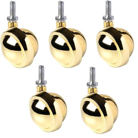 DXYOYONGOZ Bürostuhl Rollen, Hartbodenrollen, Lenkrollen, goldene Kugelrollen, 62 mm Möbelrollen mit M8-Gewinde, 5 Stück