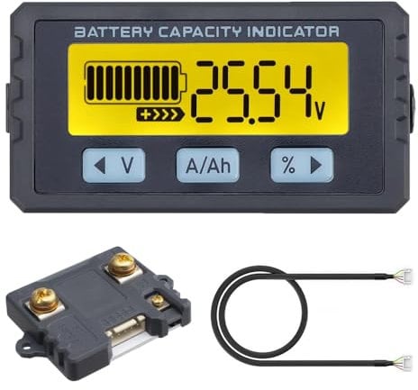 DollaTek Battery Tester Coulomb Counter Meter Capacity Indicator Li-ion Lifepo4 Detector Coulometer Voltmeter 8-120V 50A(0-75A)