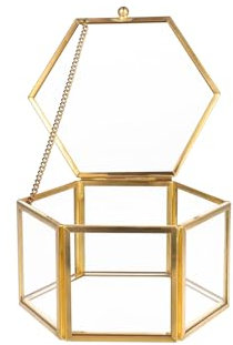 Caja De Vidrio Geométrica, Caja de Cristal Pequeña, Joyero de Cristal, Joyero de Cristal Dorado Transparente, Caja de Anillo de Cristal, Cajas para Joyas de Vidrio, para Aretes, Collares, Anillos