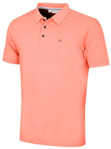 Calvin Klein Mens 2026 Campus 3 Button Ribbed Collar Golf Polo Shirt