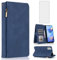 Asuwish Compatible with Samsung Galaxy A16 5G/4G Wallet Case Tempered Glass Screen Protector and Zipper Retro Leather Flip Cover Card Holder Stand Cell Accessories for A 16 G5 16A Women Men Blue