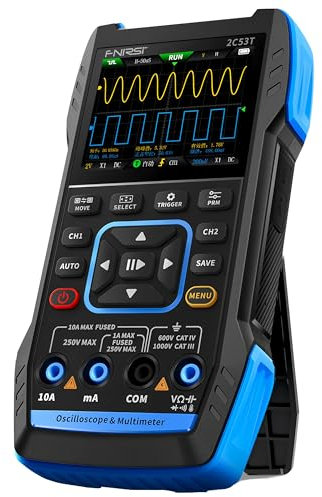 2C53T Osciloscopio Digital Portátil de 50MHz 250MS/s Multímetro Generador de Señales 3 en 1 Herramientas Automotrices de Doble Canal (2C53T (Estándar))