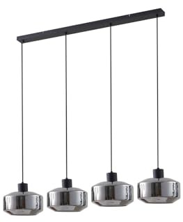 Lindby Pendelleuchte in rauchgrau transparent, schwarz matt, Hängelampe