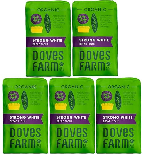 Doves Farm Organic Strong White Bread Flour 1.5kg - Pack of 5 | 100% Organic, Vegan, Kosher & Dairy-Free | Ideal for Bread, Sourdough, Rolls, Bread Machines | No Nuts, Eggs or Milk