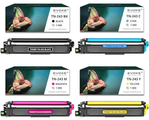 Tonerkartuschen für Brother TN-243 CMYK, 1.000 Seiten Schwarz + 1.000 Seiten jede Farbe, TN243, kompatibel mit DCP-L3510CDW DCP-L3550CDW HL-L3270 MFC-L3770CDW, 4 Stück
