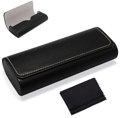 Azlanway Brillenetui Hardcase, Premium Leder Brillenbox für Damen Herren Robust langlebig Magnetverschluss Mikrofasertuch Leicht stabil tragbar Perfekt für Sonnenbrillen Lesebrillen